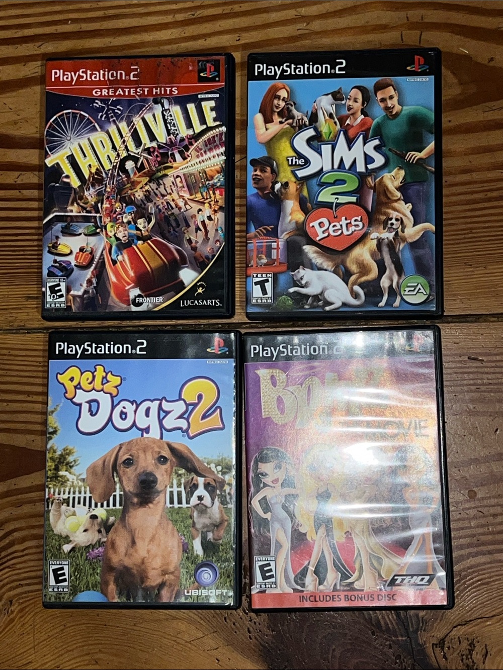 Sony PlayStation 2 Game Set. Thrillville, Bratz, Petz Dogz2, The Sims 2 Pets